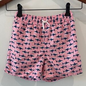Janie and Jack Pink Shark Pattern Swim Shorts